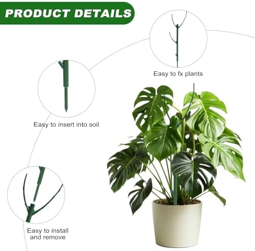 5 Pack Stackable Plant Support Stakes Indoor/Outdoor Support Pole