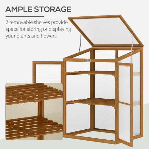 Outsunny Wooden Cold Frame Greenhouse 30" L x 24" W x 44" H Brown