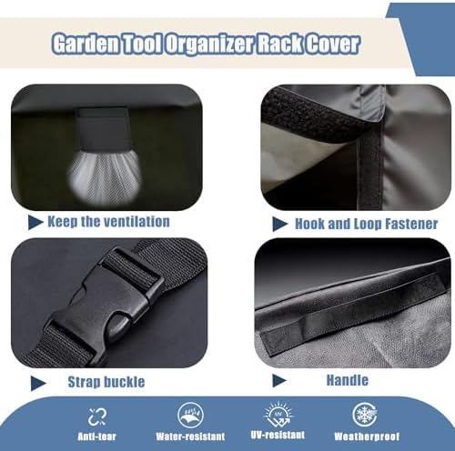 Garden Tool Organizer Rack Cover, All-Weather Water-Resistant Cover