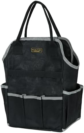 Garden Tool Bag | Heavy-Duty 16oz Waxed Canvas Garden Tool Tote with 8 Pockets | L9.5" x W6" x H15.5" | Tools Storage Bag for Gardeners, Portable Tool Organizer for Garden Essentials