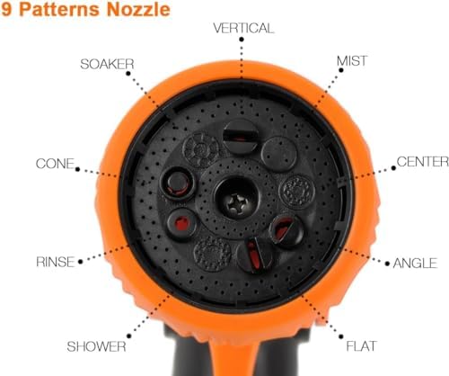 Giraffe Tools 3/4 Inch Garden Hose Nozzle with 9 Spray Patterns
