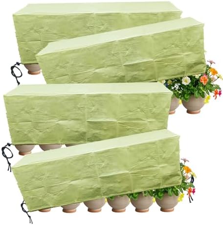 EJW Planter Cover, Plant Covers Freeze Protection,4 Pack 59"*17.7"x15.7" Planter Covers for Winter, Frost Cloths for Outdoor Plants, Raised Bed Covers for Winter.