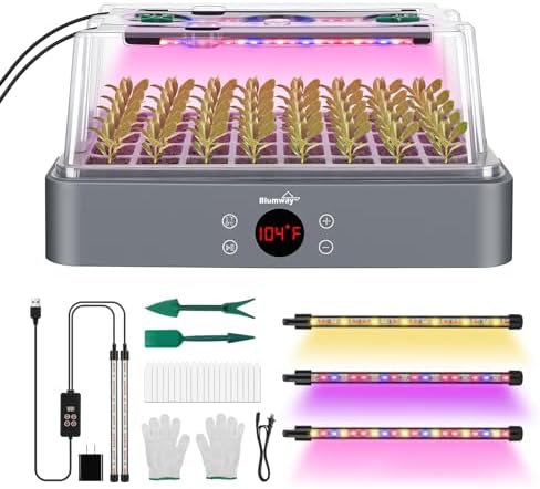40-Cell Seed Starter Tray with Grow Light, Temperature Display