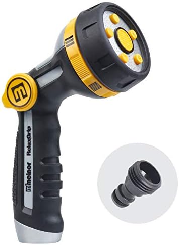 Melnor 65130AMZ RelaxGrip Thumb Control 5 Pattern w/Adpt Nozzle Bundle, QuickConnect Product Adapter, Black, Yellow