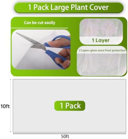 CYYY 1-Pack 10Ftx50Ft 1.05oz/yd² Frost Cloth Plant Covers Freeze Protection