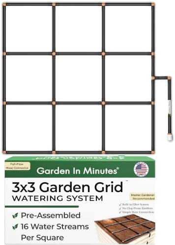 Garden Grid 3x3 | Raised Bed Watering System | Pre-Assembled, Full-Coverage