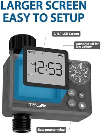 Sprinkler Timer Outdoor, Digital Programmable for Garden Hose, Irrigrtion Timer with Rain Delay and Manual Mode (Water Volume Control, 2 Packs)