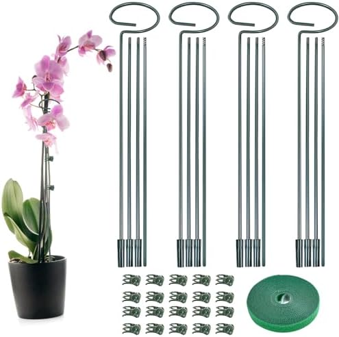 4 Set 48 Inch Adjustable Plant Support Sticks Metal Tall Plant Stakes