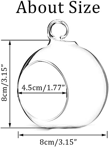 Sziqiqi Hanging Glass Tealight Candle Holder with LED Candles - 3.15inch Tea Light Globe Terrarium Holders Ornament for Wedding Christmas Birthday Halloween Party Centerpieces Decor 24pcs