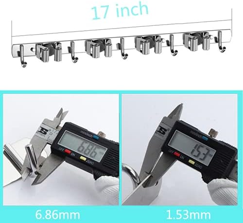 Broom Mop Holder Wall Mount Tool Hanger Organizer (4 Racks 5 Hooks)