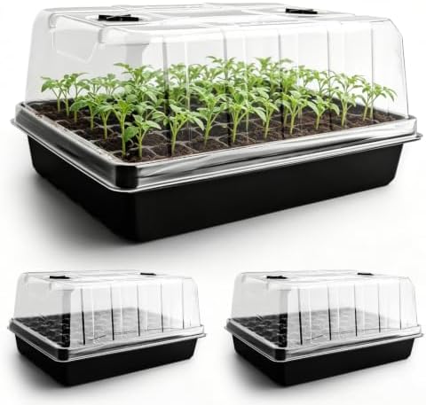 RooTrimmer 3-Pack Seed Starter Trays with 5" Tall Dome & 54-Cell Plug Tray