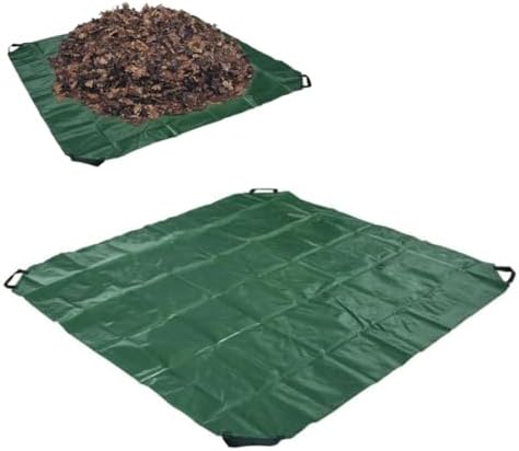 Heavy Duty Waterproof Garden Leaf Tarp, Foldable Waste Rubbish Container Bag with 4 Handles for Yard Cleanup, Lawn Debris Collection