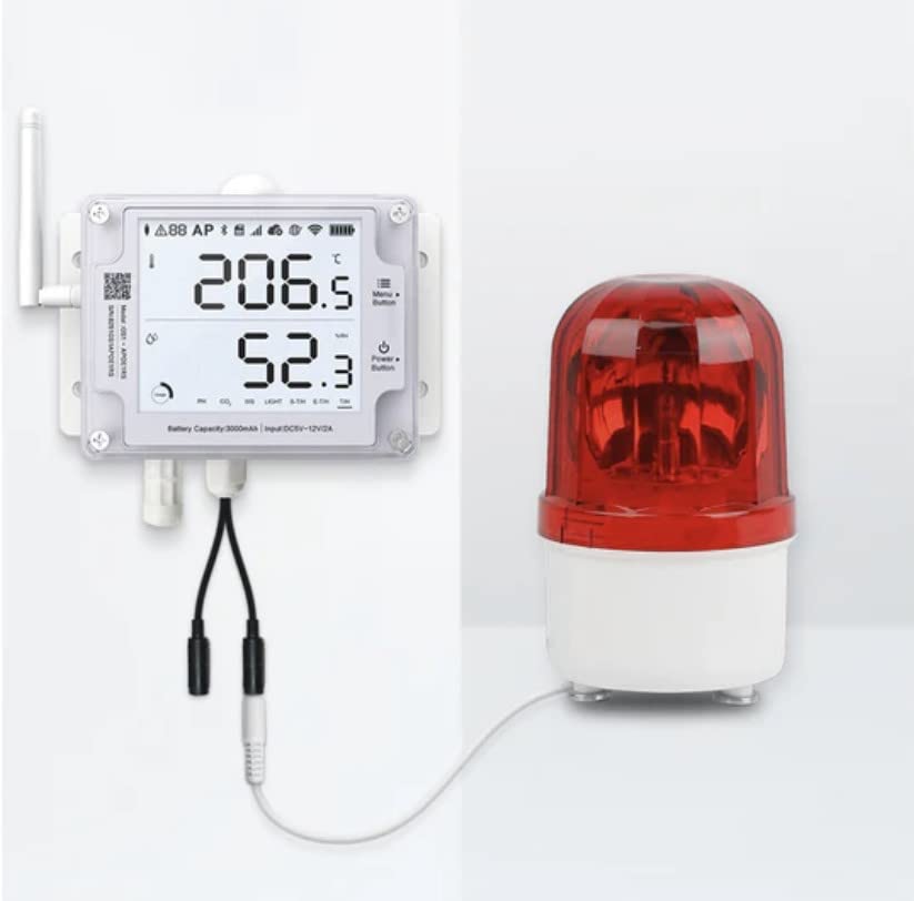Ubibot GS1-AETH1RS + Siren Bundle Ethernet Thermometer Hygrometer, WiFi Temperature Humidity Sensor, Digital Temperature Data Logger, Free App Email Alert(2.4GHz WiFi & RJ45 Ethernet, no hub Required)
