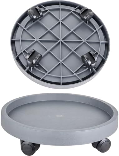 Plant Caddy with Wheels, 2 Pack 12.8 in Rolling Plant Stands, Gray