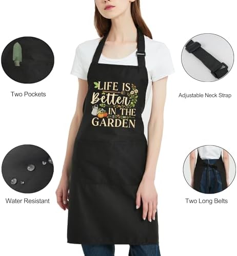 Funny Gardening Apron for Women with Pockets, Garden Gifts for Gardener Plant Lover Mom Grandma Birthday