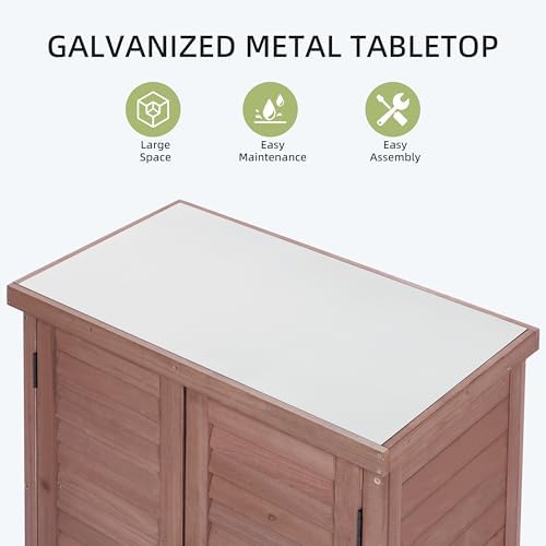 Outdoor Wooden Storage Cabinet Furniture Waterproof Tool Shed with Potting Benches Work Station Table for Garden Patio
