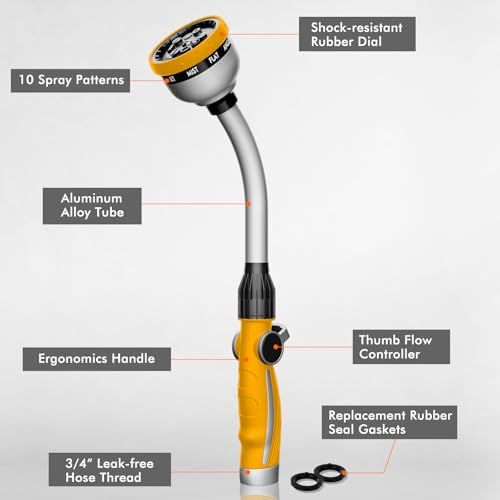 RESTMO Watering Wand Heavy Duty, 15-Inch Long Hose Nozzle Sprayer