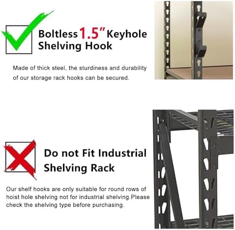 Wallmaster Boltless Shelving Hooks for 1.5 inch Keyhole Shelving Unit 7 Pcs