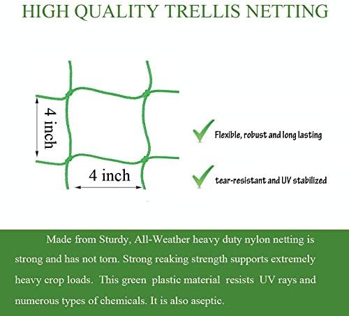Trellis Netting for Climbing Plants - Heavy Duty Garden Trellis Netting for Cucumber, Vine, Fruits & Vegetables Tomato Plants Trellis Net, Climbing Vining Plants (1-Pack 3.3' x 6.6'Ft)