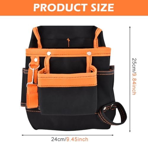 8 Pockets Tool Pouch, Utility Organizer Pouch Waist Bag for Tools, Adjustable Belt Work Apron for for Technician Maintenance Electrician Carpenter Woodworker Roofing Hardware Tools