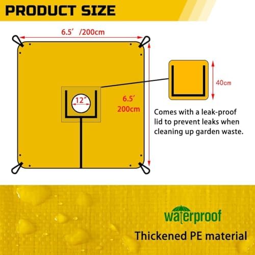 Leaf Tarp for Collecting Leaves - 6.5x6.5ft Landscape Garden Tree Pruning Tarp with Webbing Handles, Corner Buckles for Easy Leaf Collection Fruit Catcher for Trees