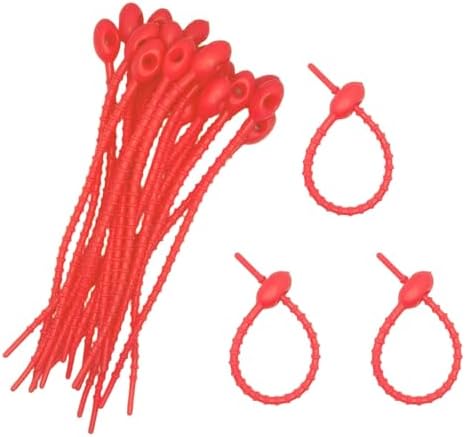 30pcs Silicone Self Locking Reusable Zip Ties for Fixing Bundling Organizing 4.7in Pastel Color Soft Cord Cable Strap Multi Purpose Twist Tie Clip for Garden Plant Home Kitchen Office (Red)