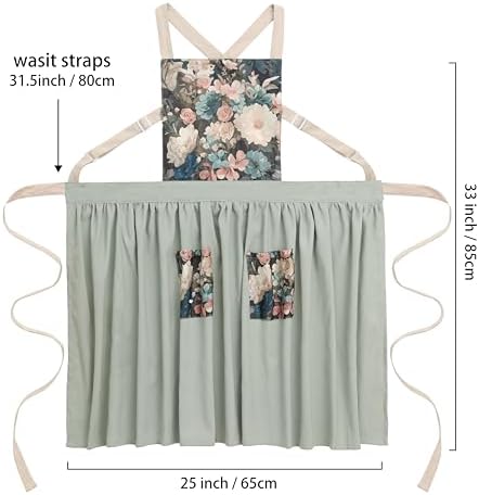 Aprons for Women with Pockets, Vintage Pinafore Apron for Kitchen Gardening