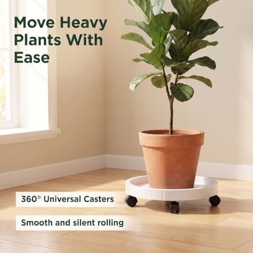 WanderingDonkey 14 Inch Wheeled Potted Flower Mover Dolly with Casters, Round Coaster for Indoor Outdoor,Planter Saucer Tray, Heavy Duty Plant Caddie with Wheels,Rolling Plant Stand Pot Trolley