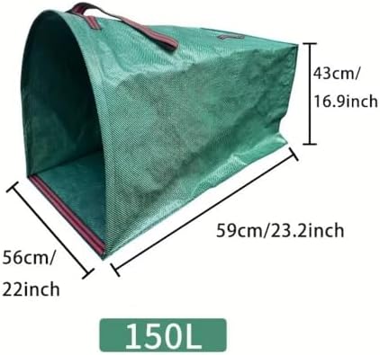 40 Gallon（150L）Dustpan-Type Garden Bag Collapsible Yard Waste Bag for Leaves, Reusable Garden Bag Container and Leaf Bag for Lawn Care and Gardening, Collapsible Trash Can