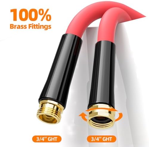 50ft x 5/8'' Hot/Cold Rubber Garden Water Hose, -50℉ to 190℉