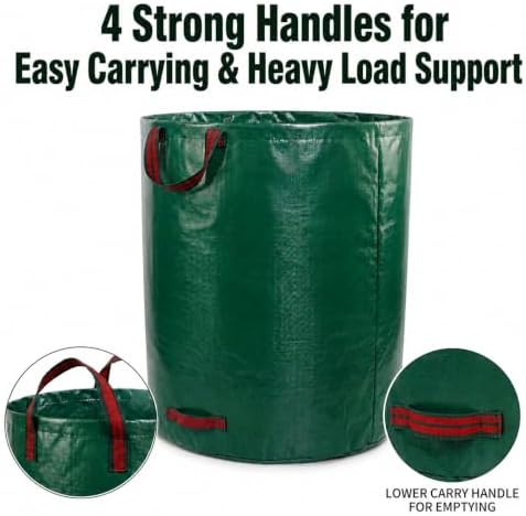 3-Pack 80 Gallon Yard Waste Bags with 2 Pairs Gardening Gloves, Heavy Duty Reusable Lawn Leaf Bags, 300L Collapsible Self-Standing Garden Waste Bags for Leaves, Grass Clippings & Debris
