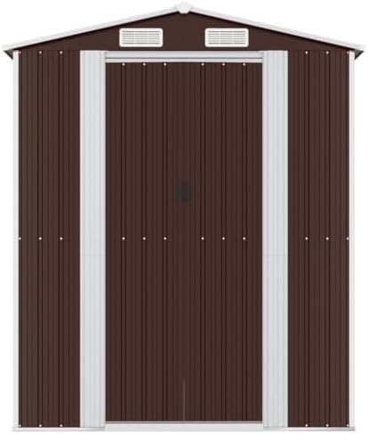 Large Garden Shed Dark Brown Galvanized Steel Outdoor Storage with Powder-Coated Finish, Dimensions 75.6" W x 336.6" L x 87.8" H for Backyard Garage and Pool Accessories Organizer