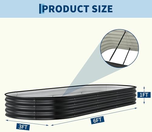Garvee 2 Pack 6X3X1ft Galvanized Raised Garden Bed, Oval Metal Planter Box
