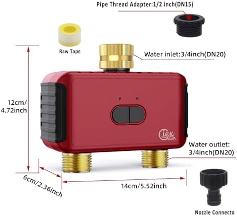 GIEX WiFi 2-Zone Sprinkler Timer GX-03, Smart Garden Irrigation Controller for Hose Faucet, Works with Tuya and Smart Life App, Automatic Watering System