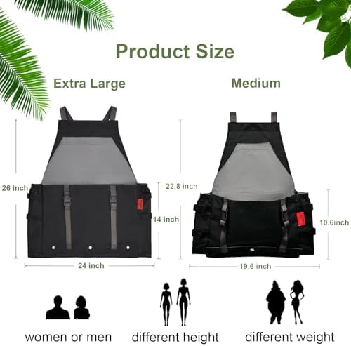 Gardening Apron Waterproof Cross Back Apron, Extra 600D Heavy Duty Apron Harvest and Large Quick Release Pockets