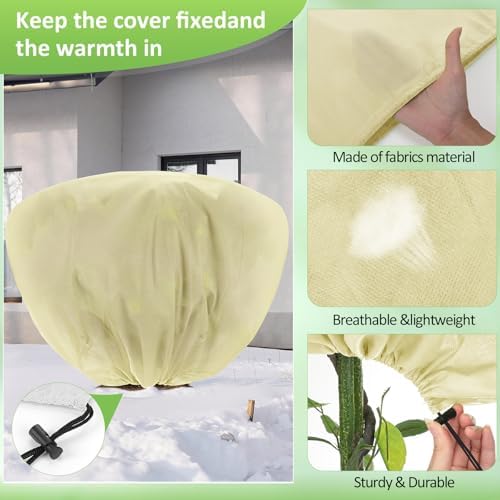 Winter Plant Covers Frost Protection Bags, Beige, 12 Pcs