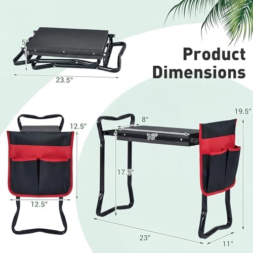 GIANTEX Garden Kneeler & Seat, Heavy-Duty Garden Bench, Black with 1 Bag