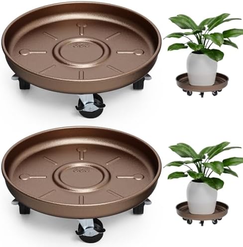 Plant Caddy With Wheels 13" Metal Plant Saucers for Indoors 350 Lb Capacity