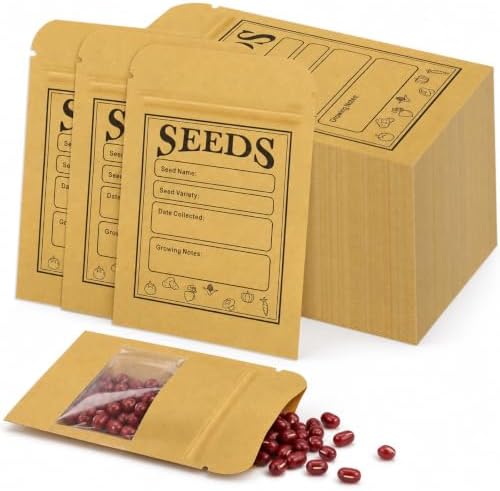 200pcs Seed Saving Envelopes with Clear Window, 2.36x3.54 Inch