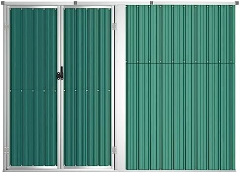 Large Grey Steel Garden Tool Shed - Outdoor Storage with Lockable Doors - Durable Garage and Backyard Organizer for Tools, Equipment, and Lawn Care Supplies