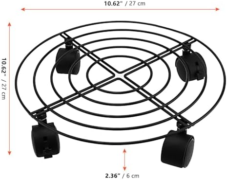 SINJEUN 4 Pack 10.6 Inch Metal Plant Caddy, Rolling Potted Plant Dolly, Flower Pots Plant Stand with Lockable Wheels for Indoor and Outdoor Planter Pots, Black