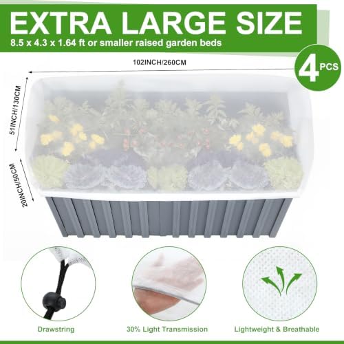 4 Pcs Plant Covers Freeze Protection for Winter, Rectangular