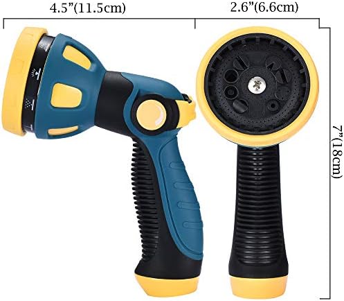 Garden Hose Nozzle - 10 Adjustable Patterns Metal High Pressure Hose Nozzle, Garden Hose Spray Nozzle with Thumb Control Design, Hose Sprayer for Garden & Lawns Watering, Cleaning, Pets & Car Washing