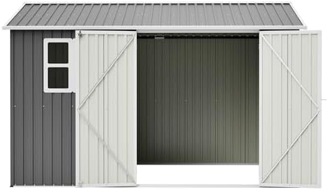 10 x 8 FT Outdoor Metal Storage Shed, Heavy‑Duty Garden Tool Shed with Lockable Double Door, Sloped Roof & Ventilation