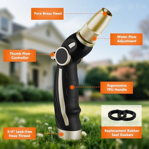 RESTMO Garden Hose Nozzle, Heavy Duty Water Hose Sprayer Nozzle, Black
