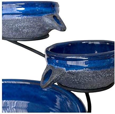Smart Solar 23967R01 4-Tier Solar Powered Cascading Fountain, Blueberry And Rustic Blue, Powered By A Separate Included Solar Panel Along With a 10-Foot Cable