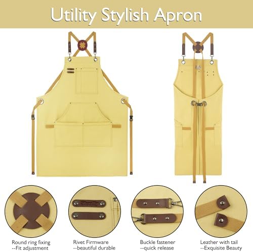 5 Pack Kitchen Apron, Work Apron, Canvas Apron, Amber
