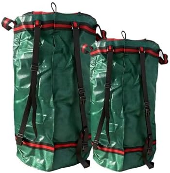 2 Packs Double shoulder straps Collection Leaf Bags - 72 & 32 Gallon Heavy Lawn Trash Bags with Reinforced Handles for Leaves Garden Clean Up,Garden Debris & Tool Storage, Collapsible for Easy Storage