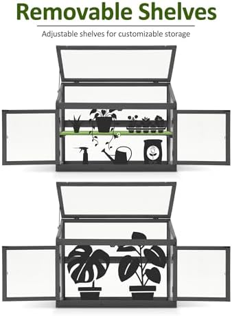 MCombo Wooden Cold Frame Garden Greenhouse Flower Planter 0160 (Dark Grey)