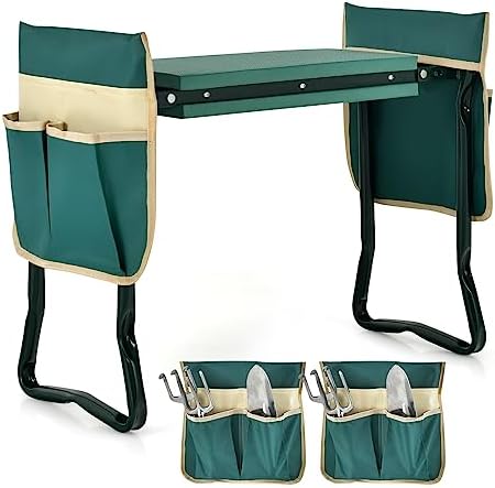 Garden Kneeler and Seat, Folding Heavy-Duty Garden Stool with Removable Tool Bags, Portable Gardening Bench for Gardening, Fishing, Seniors, Women, Men